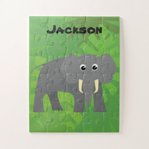 Happy Elephant Little Kids Personalised Jigsaw Puzzle