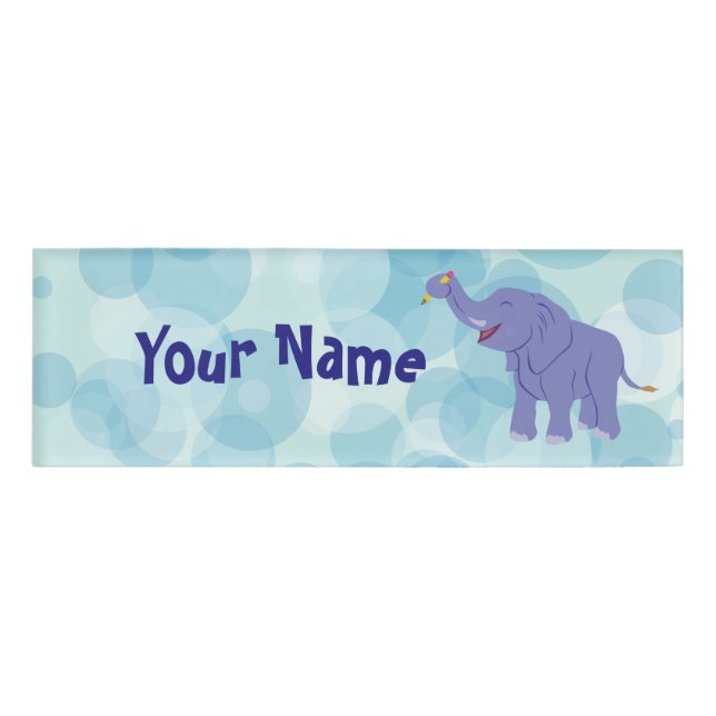 Happy Elephant Name Tag (Front)