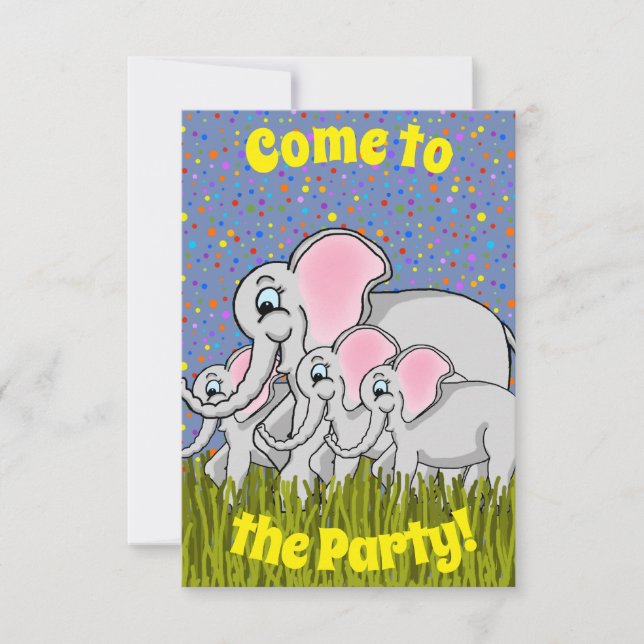Happy Elephant Party Invitation (Front)