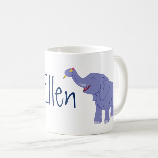 Happy Elephant (Personalise) Coffee Mug (Front Right)