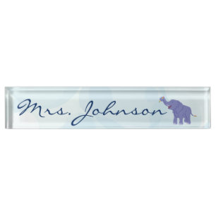 Happy Elephant (personalise) Nameplate