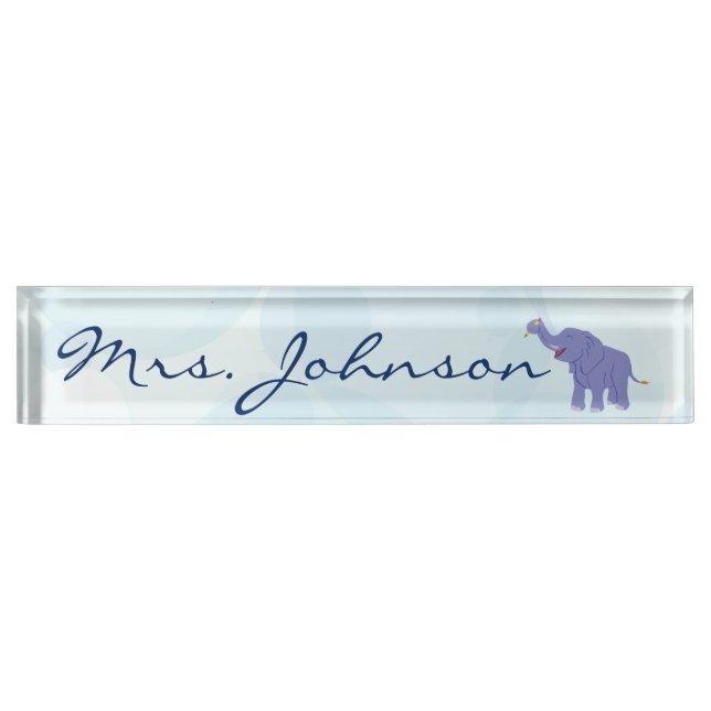 Happy Elephant (personalise) Nameplate (Front)