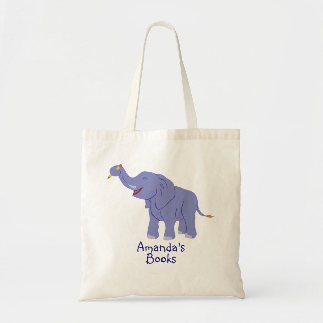 Happy Elephant (Personalise) Tote Bag (Front)