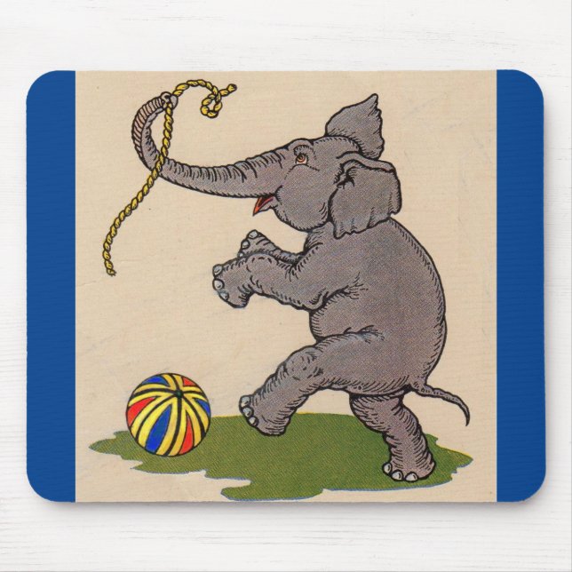 happy elephant playing with rope and ball mouse mat (Front)