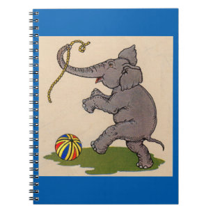 happy elephant playing with rope and ball notebook