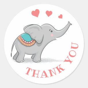 Happy Elephant Thank You Classic Round Sticker