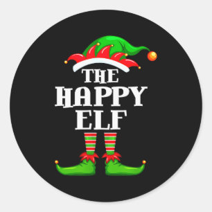 Happy Elf Matching Family Group Christmas Party Py Classic Round Sticker