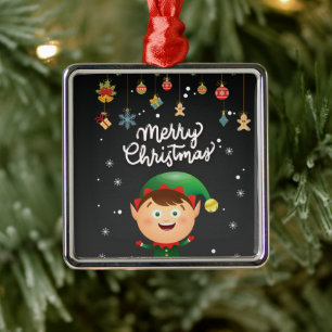 Happy Elf, Merry Christmas 2022 Metal Tree Decoration