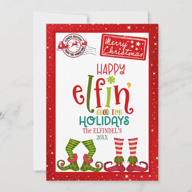 Happy Elfin’ Good Time Holiday Card (Front)