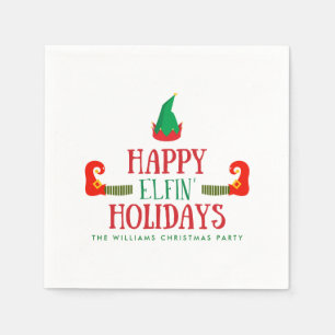 Happy Elfin Holidays Christmas Napkin