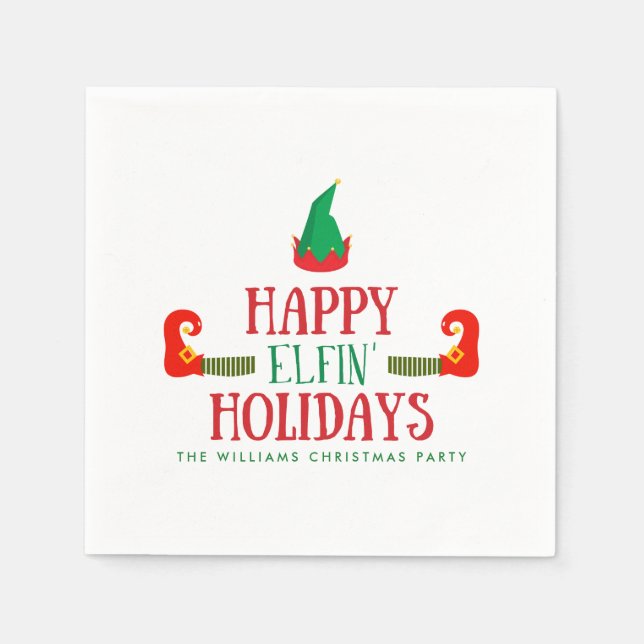 Happy Elfin Holidays Christmas Napkin (Front)