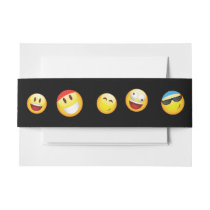 HAPPY EMOJI Bat Bar Mitzvah Invitation Wrap Invitation Belly Band