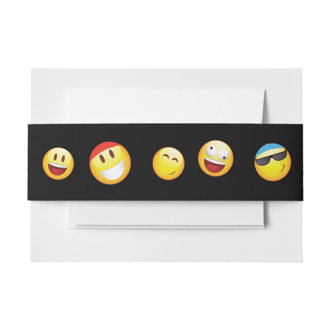 HAPPY EMOJI Bat Bar Mitzvah Invitation Wrap Invitation Belly Band (Front Example)