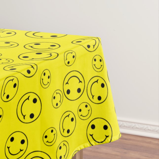 Happy Emoji Faces Yellow Tablecloth (In Situ)