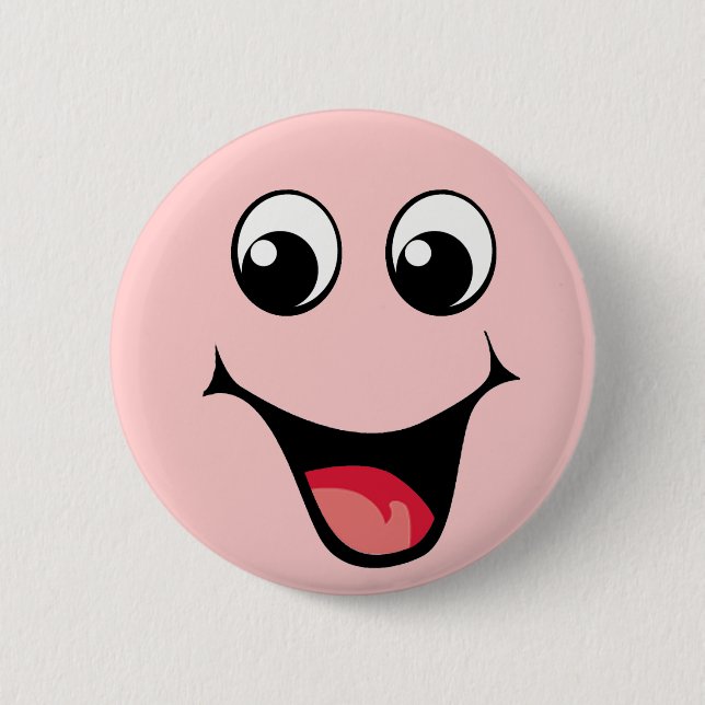 Happy Emoticon 6 Cm Round Badge (Front)