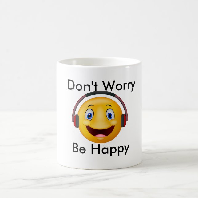 Happy emoticon listening music coffee mug (Center)