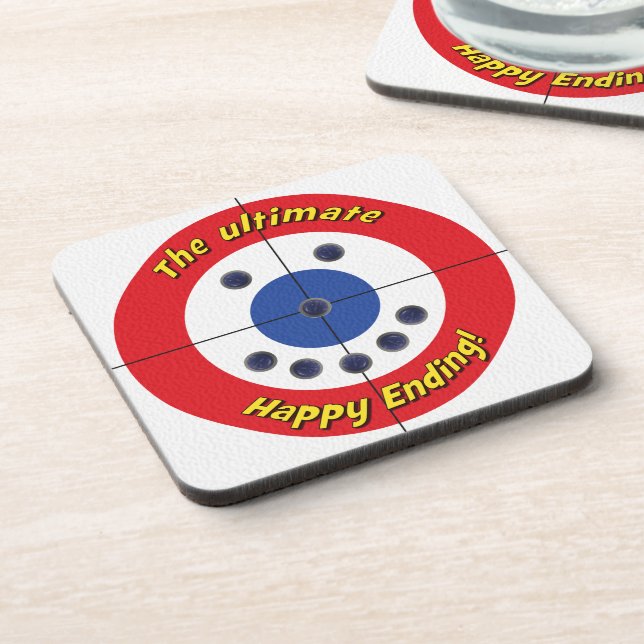Happy Ending Curler's Coasters - (Red) (Left Side)