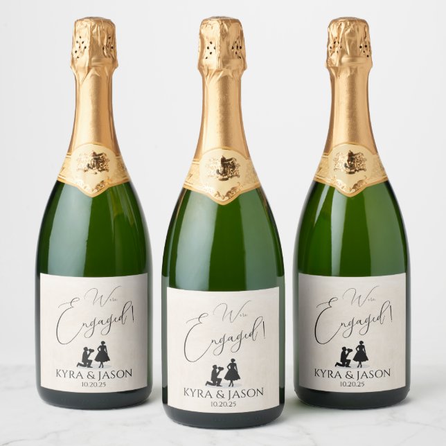 Happy Engagement Sparkling Wine Label (Bottles)