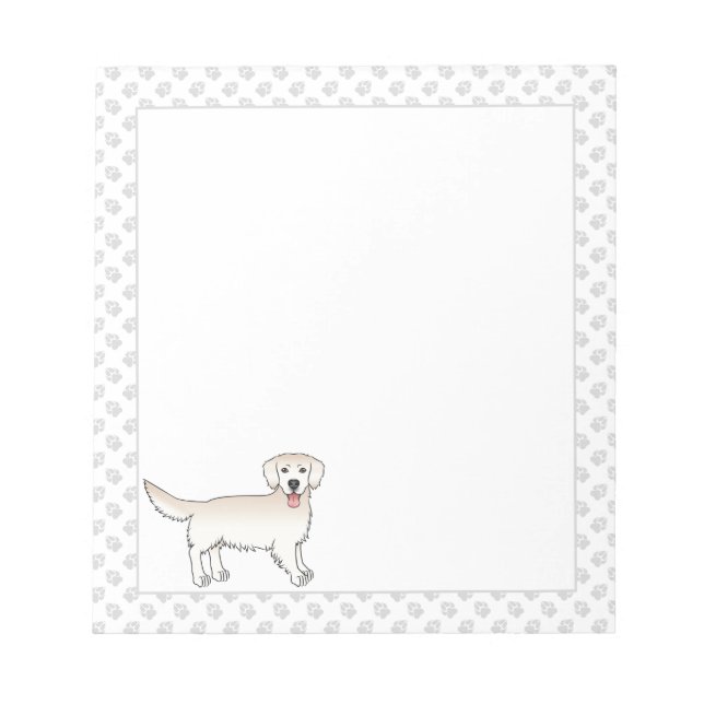 Happy English Cream Golden Retriever Dog With Paws Notepad (Front)