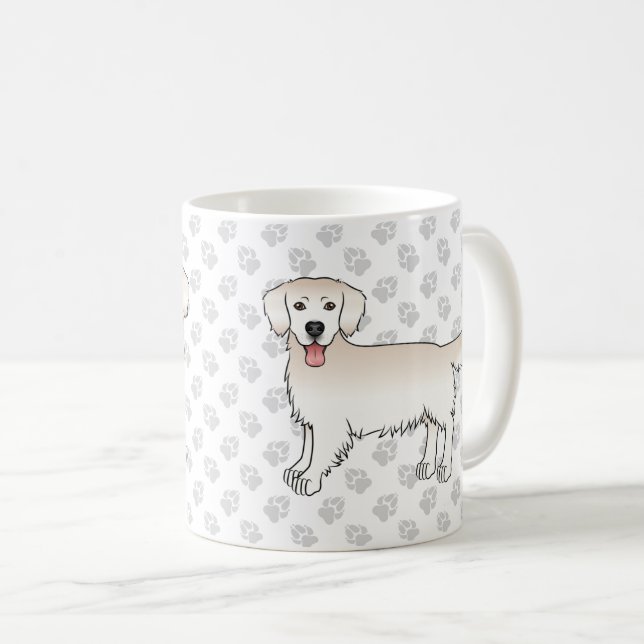 Happy English Cream Golden Retriever Dogs & Paws Coffee Mug (Front Right)