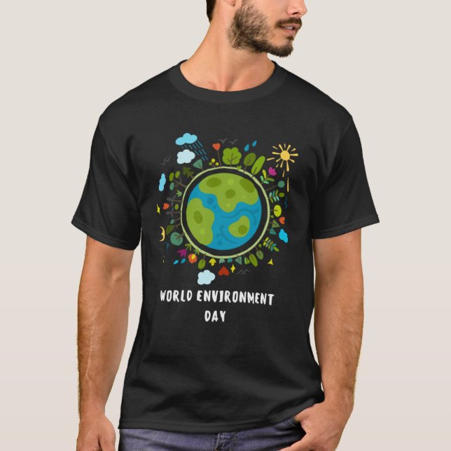 Happy Environment Day Tree lamp Earthball T-Shirt (Front)