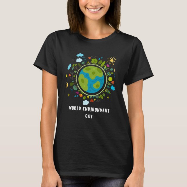 Happy Environment Day Tree lamp Earthball T-Shirt (Front)