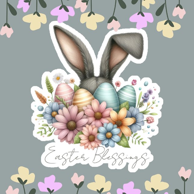 Happy Ester Blessings Grey Bunny Ears Cute  (Creator Uploaded)