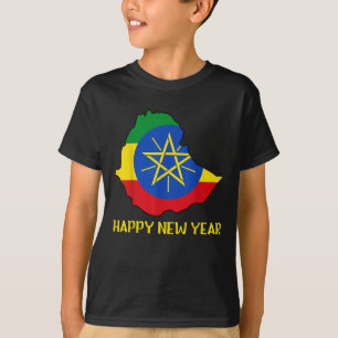Happy Ethioan New Year Ethioa Map Flag Ethioan Dad T-Shirt