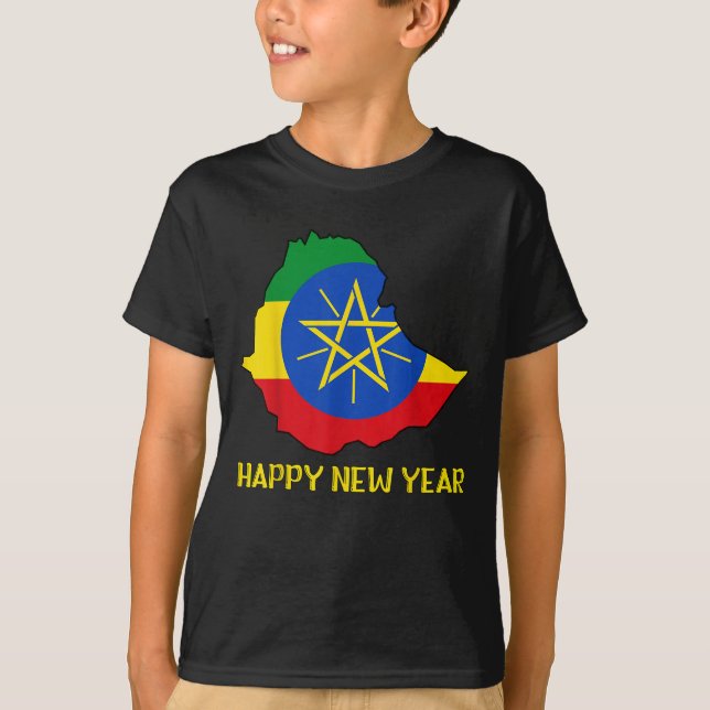 Happy Ethioan New Year Ethioa Map Flag Ethioan Dad T-Shirt (Front)