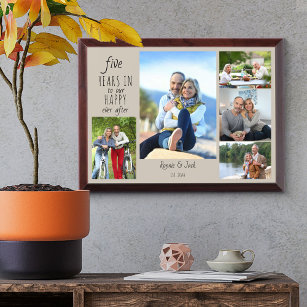 Happy Ever After 5th Wedding Anniversary Photo Award Plaque