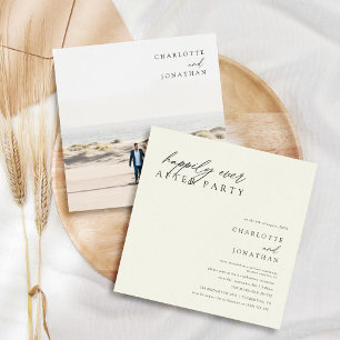 Happy Ever After Party Elopement Ivory Wedding Invitation