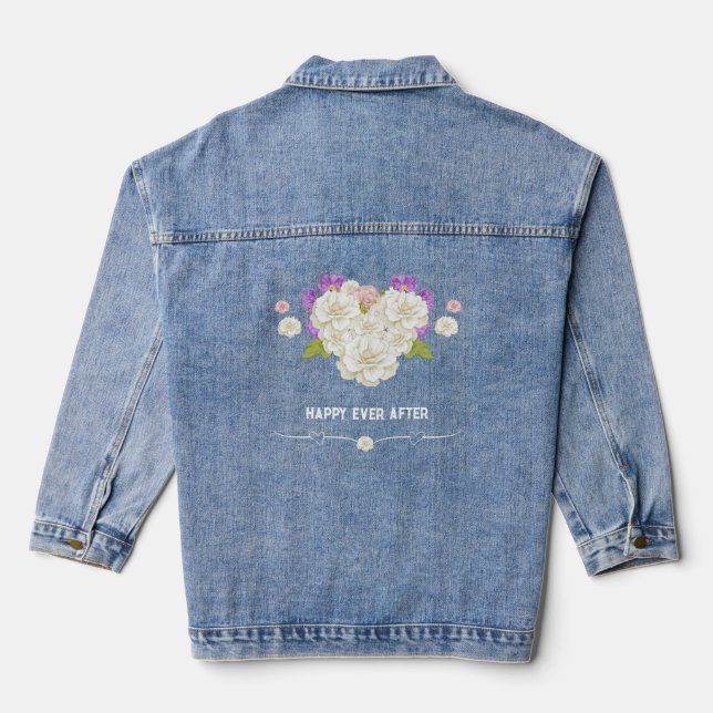 🌹 Happy Ever After Romantic Roses Heart Denim Jacket (Back)
