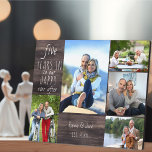 Happy Ever After Wedding Anniversary Photo Plaque<br><div class="desc">Wedding Anniversary photo plaque which you can personalise for any years and 5 of your favourite pictures. The wording reads "# years in to our happy ever after" and the template is set up ready for you to add the anniversary year, your name and date established. The design has a...</div>