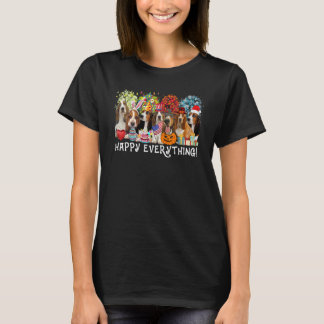 Happy Everything Bassett Hound Dog Seasons All Yea T-Shirt