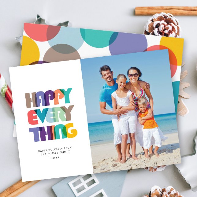 Happy Everything Bold Colourful Typography Photo Holiday Card (Creator Uploaded)