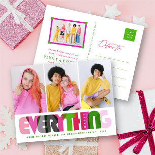 Happy Everything Colourful Typography Modern Photo Holiday Postcard