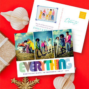 Happy Everything Colourful Typography Modern Photo Holiday Postcard