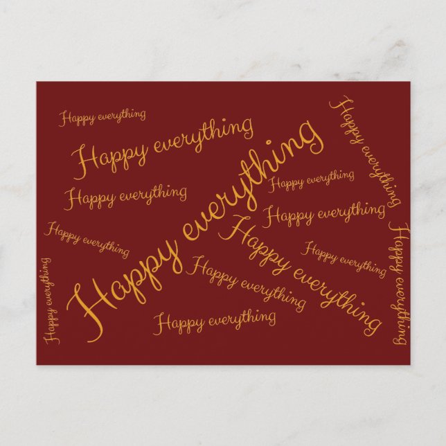 Happy Everything - Elegant script greeting card (Front)