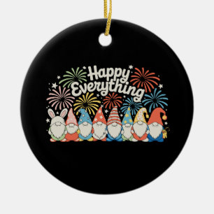 Happy Everything Gnomes All Year Every Holiday Ceramic Tree Decoration