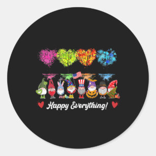 Happy Everything Gnomes Every Seasons All Year Tre Classic Round Sticker