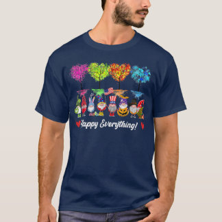 Happy Everything Gnomes Every Seasons All Year Tre T-Shirt