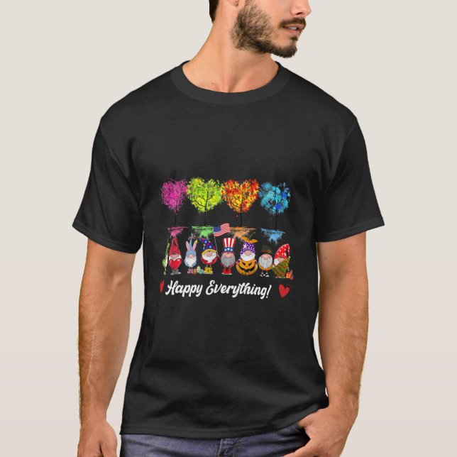 Happy Everything Gnomes Every Seasons All Year Tre T-Shirt (Front)