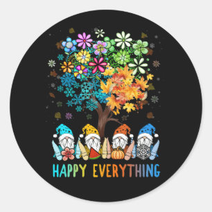 Happy Everything Gnomies Gnomes Holidays Christmas Classic Round Sticker