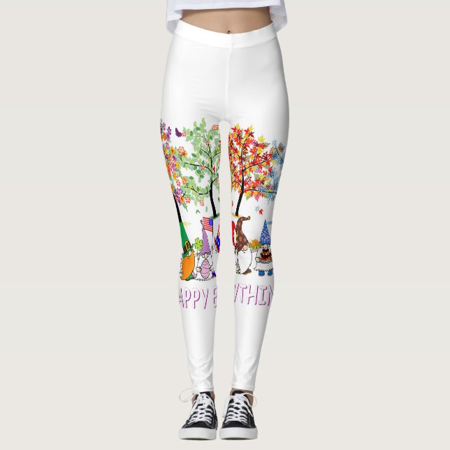 Happy Everything Gnomies Gnomes Holidays Christmas Leggings (Front)