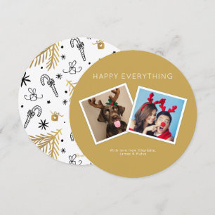 Happy Everything Gold Winter Foliage Photo Card