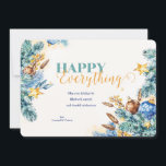 Happy Everything Holiday Card<br><div class="desc">A beautiful, watercolor, holiday card for everyone! Featuring teal and green pine branches, berries, stars and decorative baubles. (Image by pikisuperstar on Freepik). The card is easy to customise with your wording, font and font colour. Not exactly what you're looking for? All our products can be custom designed to meet...</div>