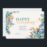 Happy Everything Holiday Card<br><div class="desc">A beautiful, watercolor, holiday card for everyone! Featuring teal and green pine branches, berries, stars and decorative baubles. (Image by pikisuperstar on Freepik). The card is easy to customise with your wording, font and font colour. Not exactly what you're looking for? All our products can be custom designed to meet...</div>