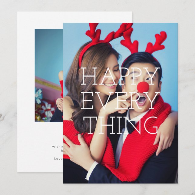 Happy Everything Holiday Photo Overlay Invitation (Front/Back)