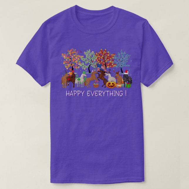 Happy everything Horses  Trees  Holiday  T-Shirt (Design Front)