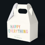 Happy Everything Playful Multicolor Typography Fun Favour Box<br><div class="desc">Spread joy on any occasion with this cheerful "Happy Everything" favour box! Featuring a playful multicolor font on a clean white background, this versatile box is perfect for party favours, small gifts, or treats. Customise it with your family name or a special message to make it uniquely yours. Ideal for...</div>